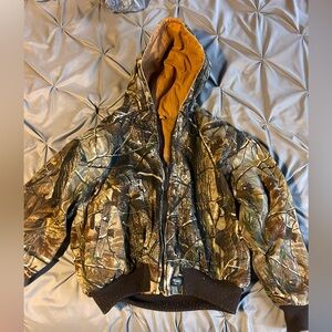 Walls Camo Hooded Zip Up Jacket Mens Size Medium Reversible RealTree AP Canvas